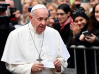 Pope Francis arrives for a visit to the Cittadella della Carita on November 29, 2019 in Rome. (Photo by Alberto PIZZOLI / AFP) (Photo by ALBERTO PIZZOLI/AFP via Getty Images)