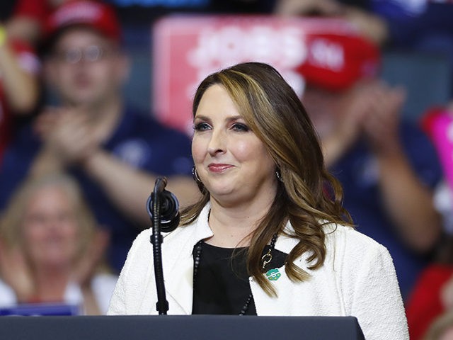 Republican National Committee Chairwoman Ronna McDaniel speaks at a rally for President Donald Trump in Grand Rapids, Mich., Thursday, March 28, 2019. (AP Photo/Paul Sancya)