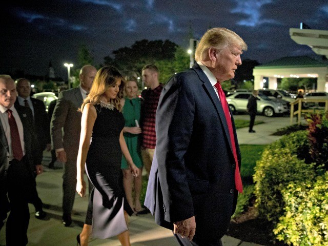 President Donald Trump and first lady Melania Trump arrive for Christmas Eve service at Fa