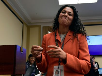 Rep.-elect Xochitl Torres Small, D-N.M., reacts after drawing her number during the Member-elect room lottery draw on Capitol Hill in Washington, Friday, Nov. 30, 2018. Torres Small drew 61 out of 85, which determines the order in which she gets to select her new Capitol Hill office. (AP Photo/Susan Walsh)