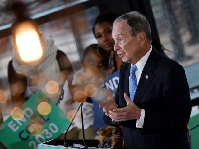 Former New York Mayor and Democratic presidential candidate Michael Bloomberg speaks about his plan for clean energy during a campaign event at the Blackwall Hitch restaurant in Alexandria, Virginia on December 13, 2019. (Photo by Olivier Douliery / AFP) (Photo by OLIVIER DOULIERY/AFP via Getty Images)