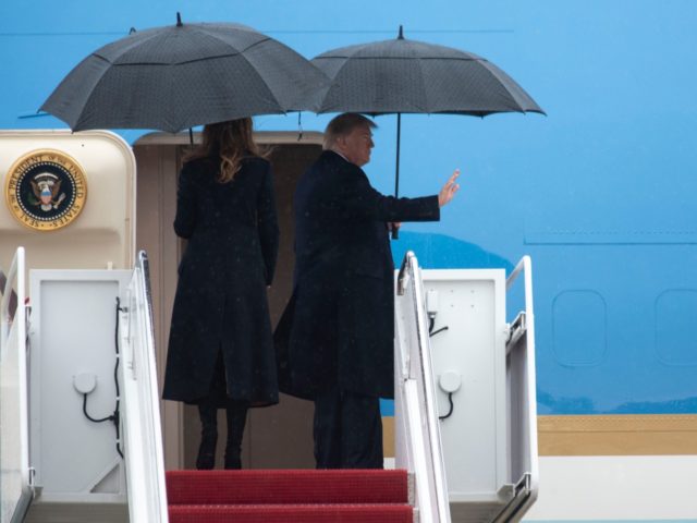 President Donald Trump and first lady Melania Trump board Air Force One on Monday, Dec. 2,