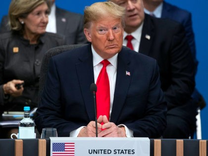 HERTFORD, ENGLAND - DECEMBER 04: U.S. President Donald Trump attends the NATO summit at the Grove Hotel on December 4, 2019 in Watford, England. France and the UK signed the Treaty of Dunkirk in 1947 in the aftermath of WW2 cementing a mutual alliance in the event of an attack …