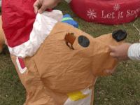 Three people slashed holiday inflatables at a Raytown home overnight. Three were stabbed. The family was able to repair two (Mickey and friends), but Santa’s dog didn't make it. A police report hasn't been filed but coal is expected for Christmas.