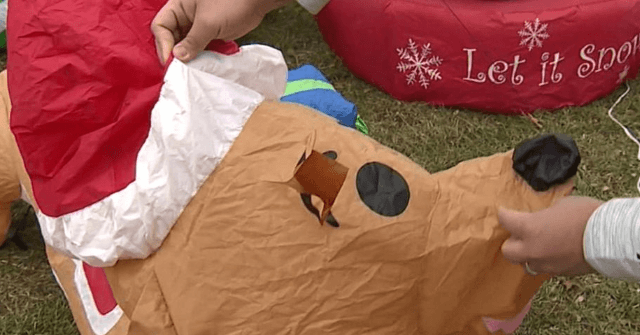 VIDEO Vandals Allegedly Slash Inflatable Christmas Decorations