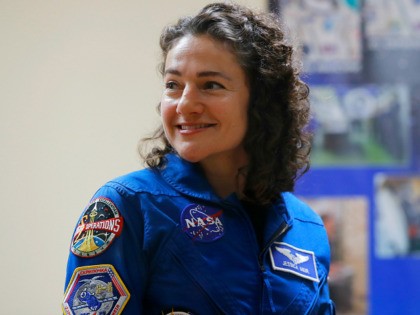 U.S. astronaut Jessica Meir, member of the main crew to the International Space Station (ISS), attends a news conference in Russian leased Baikonur cosmodrome, Kazakhstan, Tuesday, Sept. 24, 2019. The new Soyuz mission to the International Space Station (ISS) is scheduled on Wednesday, Sept 25. (AP Photo/Dmitri Lovetsky)
