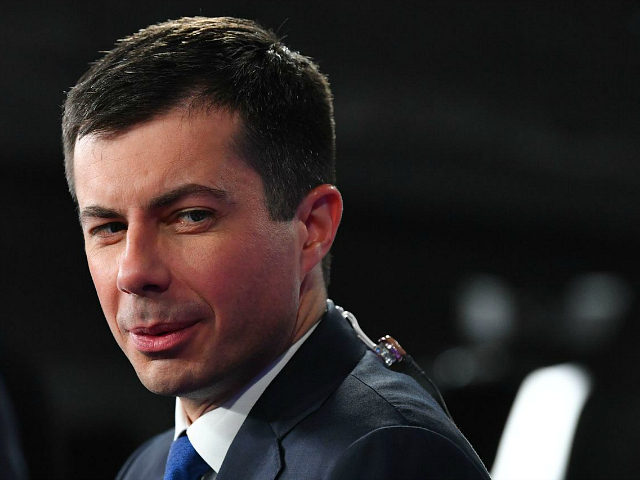 Democratic presidential hopeful Mayor of South Bend, Indiana, Pete Buttigieg speaks to the press in the Spin Room after participating in the fifth Democratic primary debate of the 2020 presidential campaign season co-hosted by MSNBC and The Washington Post at Tyler Perry Studios in Atlanta, Georgia on November 20, 2019. …
