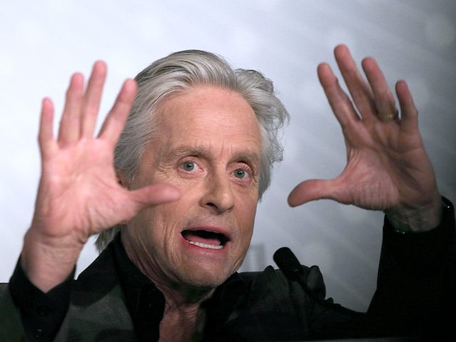 US actor Michael Douglas gestures on May 21, 2013 while talking during a press conference