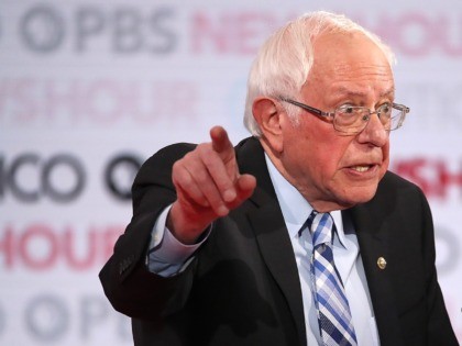 LOS ANGELES, CALIFORNIA - DECEMBER 19: Sen. Bernie Sanders (I-VT) points during the Democratic presidential primary debate at Loyola Marymount University on December 19, 2019 in Los Angeles, California. Seven candidates out of the crowded field qualified for the 6th and last Democratic presidential primary debate of 2019 hosted by …