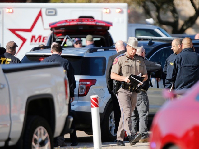 WHITE SETTLEMENT, TX - DECEMBER 29: Authorities work the scene after a shooting took place during services at West Freeway Church of Christ on December 29, 2019 in White Settlement, Texas. The gunman was killed by armed members of the church after he opened fire during Sunday services. According to …