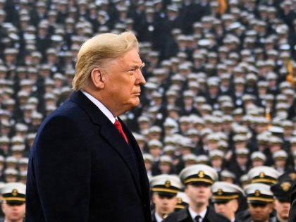 TOPSHOT - US President Donald Trump attends the Army-Navy football game in Philadelphia, Pennsylvania on December 14, 2019. (Photo by Andrew CABALLERO-REYNOLDS / AFP) (Photo by ANDREW CABALLERO-REYNOLDS/AFP via Getty Images)