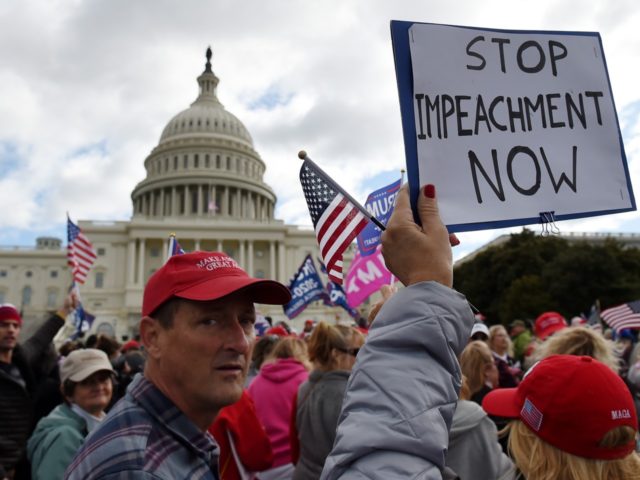 Supporters of US President Donald Trump hold a "Stop Impeachment" rally in front of the US