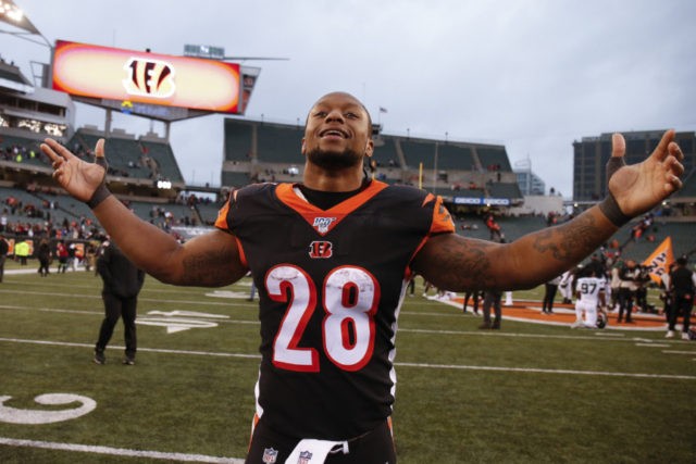 Jets Bengals Football Cincinnati Bengals running back Joe Mixon celebrates after an NFL football game against the New York Jets, Sunday, Dec. 1, 2019, in Cincinnati. (AP Photo/Gary Landers) The Associated Press