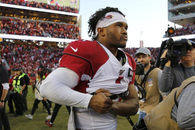 Cardinals 49ers Football Arizona Cardinals quarterback Kyler Murray (1) stands on the field after an NFL football game between the San Francisco 49ers and the Cardinals in Santa Clara, Calif., Sunday, Nov. 17, 2019. (AP Photo/John Hefti) The Associated Press