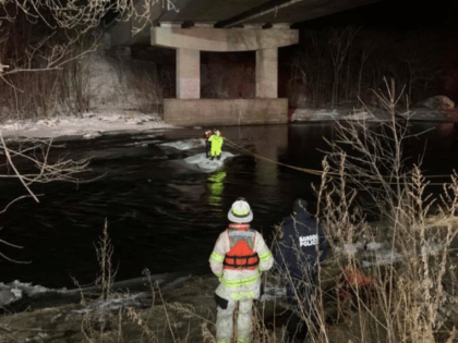 WATER RESCUE: Kenduskeag Stream under the I95 bridge. Station 6 and Central Station succes
