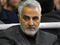 FILE - In this March 27, 2015 file photo released by an official website of the office of the Iranian supreme leader, commander of Iran's Quds Force, Qassem Soleimani, sits in a religious ceremony at a mosque in the residence of Supreme Leader Ayatollah Ali Khamenei in Tehran, Iran. A …