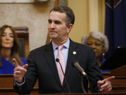 Virginia Gov. Ralph Northam, center, gestures as he delivers his State of the Commonwealth address as House Speaker Eileen Filler-Corn, left, D-Fairfax, and Senate President Pro Tem Louise Lucas, D-Portsmouth, listen before a joint session of the Assembly at the state Capitol in Richmond, Va., Wednesday, Jan. 8, 2020. (AP …