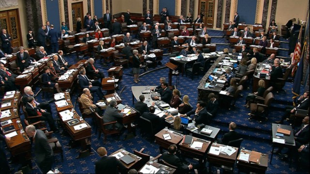 In this image from video, Senators vote to table an amendment by Senate Minority Leader Ch