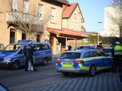 Police at the scene after shots were fired in Rot Am See, Germany, Friday, Jan. 24, 2020. Six people have been killed and several were injured in a shooting in the southwestern German town of Rot am See, police said Friday. A suspect has been arrested and no further suspects …