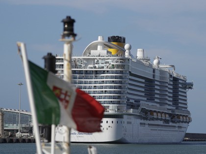 The Costa Smeralda cruise ship is docked in the Civitavecchia port near Rome, Thursday, Ja