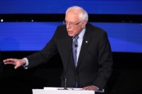 DES MOINES, IOWA - JANUARY 14: Sen. Bernie Sanders (I-VT) makes a point during the Democratic presidential primary debate at Drake University on January 14, 2020 in Des Moines, Iowa. Six candidates out of the field qualified for the first Democratic presidential primary debate of 2020, hosted by CNN and …