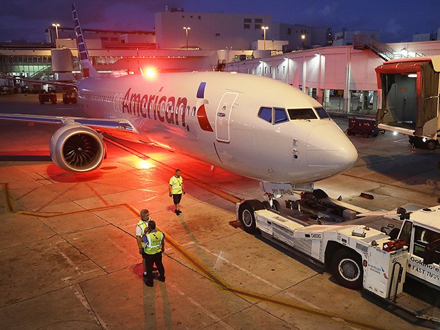 MIAMI, FL - MARCH 13: A grounded American Airlines Boeing 737 Max 8 is towed to another location at Miami International Airport on March 13, 2019 in Miami, Florida. American Airlines is reported to say that it will ground its fleet of 24 Boeing 737 Max planes and it plans …