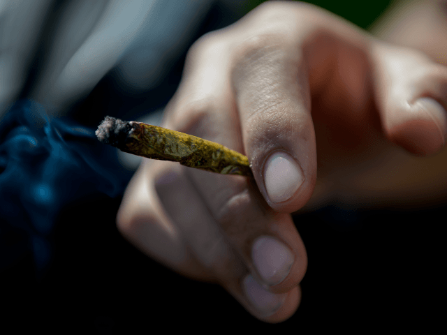 A demonstrator smokes marijuana during the "Cultivate Your Rights" march demanding its leg