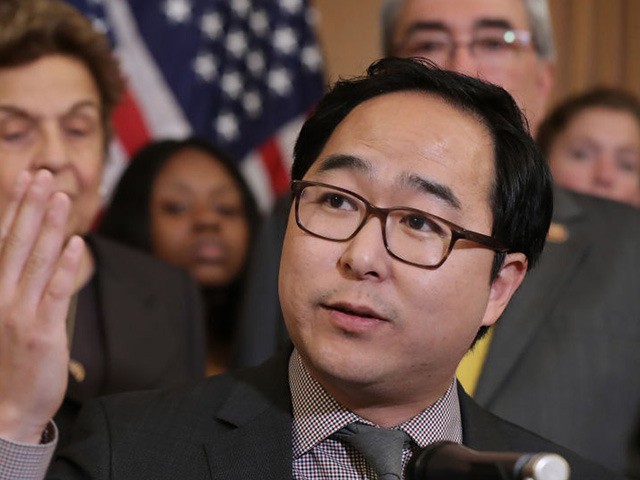 WASHINGTON, DC - MAY 15: Rep. Andy Kim (D-NJ) speaks during a rally and news conference ahead of a House vote on health care and prescription drug legislation in the Rayburn Room at the U.S. Capitol May 15, 2019 in Washington, DC. The bicameral group of Democrats urged Senate Majority …