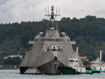 This photo taken on June 29, 2019, shows USS Montgomery (LCS 8), an Independence-class littoral combat ship of the United States Navy, in Davao City on the southern island of Mindanao for a port visit. (Photo by Manman Dejeto / AFP) (Photo credit should read MANMAN DEJETO/AFP via Getty Images)