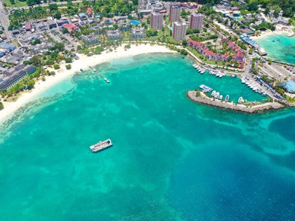 Beautiful view of the beaches in Ochos Rios Jamaica in a summer day.