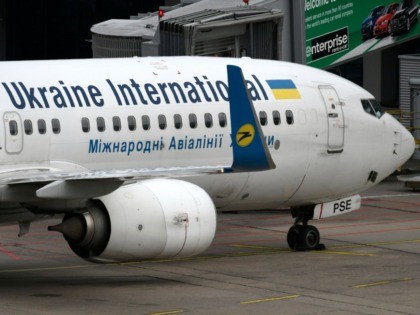 This picture shows a Boeing 737-800 of the Ukraine International airline on September 24,