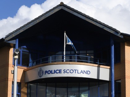 A general view shows the front of Govan Police Station on Helen Street in Glasgow on October 12, 2019. - A French man arrested in Scotland is not the murder suspect wanted for killing his wife and four children eight years ago, a source close to the investigation said October …