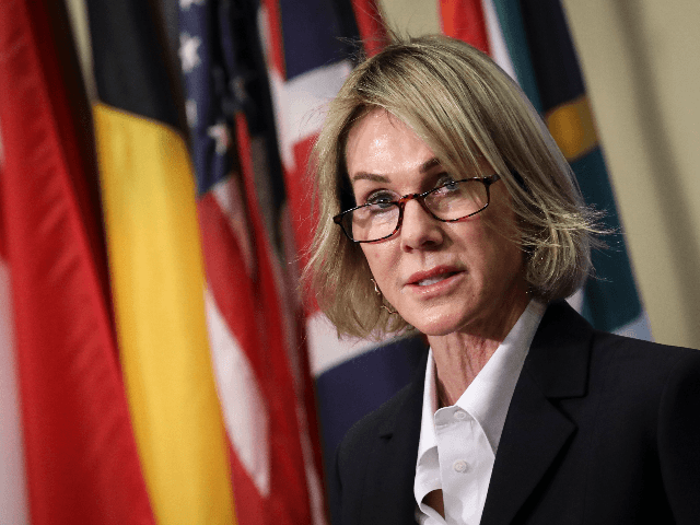 U.S. Ambassador to the United Nations Kelly Knight Craft delivers a brief statement to the
