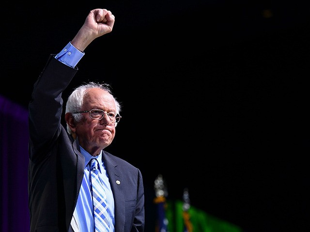 Democratic presidential candidate Senator Bernie Sanders gestures after speaking during the 2019 J Street National Conference at the Walter E. Washington Convention Center in Washington, DC on October 28, 2019. (Photo by MANDEL NGAN / AFP) (Photo by MANDEL NGAN/AFP via Getty Images)