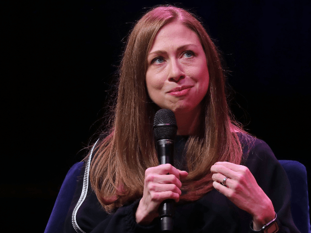 Chelsea Clinton discusses The Book of Gutsy Women with British historian Mary Beard (not pictured) at Southbank Centres Royal Festival Hall in London on November 10, 2019. - At the event they celebrate the women who have inspired them throughout their lives, with the launch of their awaited book The …