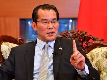 China's ambassador to Sweden Gui Congyou speaks to the media on November 15, 2019 in