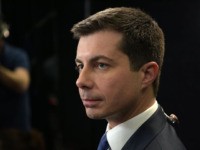Democratic presidential hopeful Mayor of South Bend, Indiana Pete Buttigieg stands in the spin room after the sixth Democratic primary debate of the 2020 presidential campaign season co-hosted by PBS NewsHour & Politico at Loyola Marymount University in Los Angeles, California on December 19, 2019. (Photo by Agustin PAULLIER / …