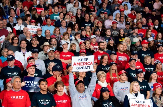 TOPSHOT - Supporters of US President Donald Trump attend a "Keep America Great" campaign r