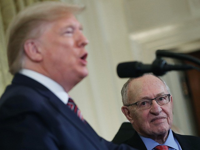 WASHINGTON, DC - DECEMBER 11: Professor Alan Dershowitz listens to U.S. President Donald Trump speak during a Hanukkah Reception in the East Room of the White House on December 11, 2019 in Washington, DC. (Photo by Mark Wilson/Getty Images)