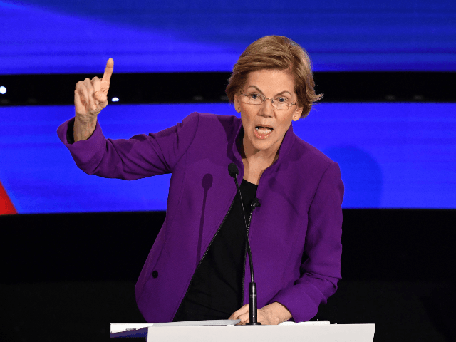 Democratic presidential hopeful Massachusetts Senator Elizabeth Warren speaks during the seventh Democratic primary debate of the 2020 presidential campaign season co-hosted by CNN and the Des Moines Register at the Drake University campus in Des Moines, Iowa on January 14, 2020. (Photo by Robyn Beck / AFP) (Photo by ROBYN …