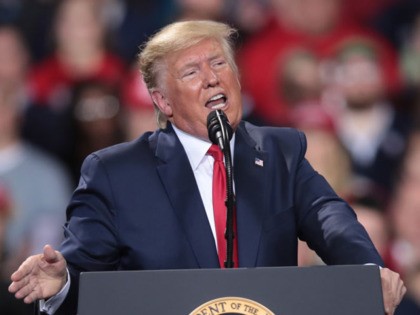 BATTLE CREEK, MICHIGAN - DECEMBER 18: President Donald Trump addresses his impeachment aft