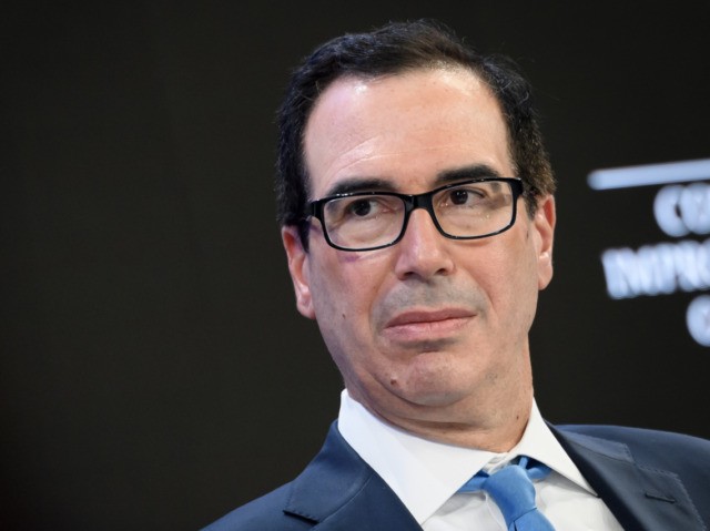 US Treasury Secretary Steven Mnuchin attends a session at the Congres center during the Wo