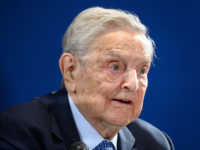 Hungarian-born US investor and philanthropist George Soros delivers a speech on the sideli