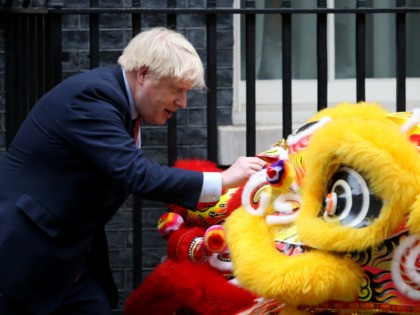 LONDON, ENGLAND - JANUARY 24: Prime Minister Boris Johnson hosts Chinese New Year celebrations outside 10 Downing Street on January 24, 2020 in London, England. The lunar new year, which begins tomorrow, marks the Year of the Rat according to the Chinese zodiac. (Photo by Lauren Hurley/Getty Images)
