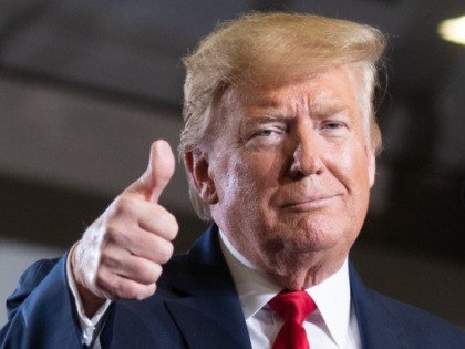 US President Donald Trump gives a thumbs up during a "Keep America Great" campai