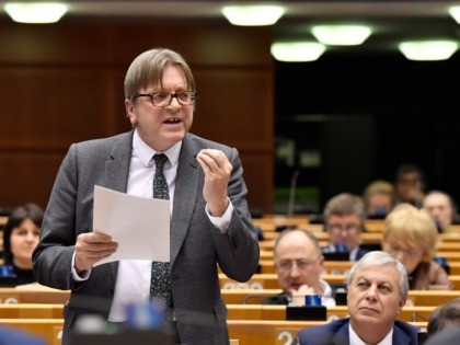 Brexit Coordinator for the European Parliament Guy Verhofstadt speaks during a European Parliament plenary session in Brussels on January 29, 2020, as Brexit Day is to be set in stone when the European Parliament casts a vote ratifying the terms of Britain's divorce deal from the EU. (Photo by JOHN …