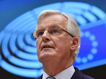 European Commission Chief Negociator Michel Barnier delivers a speech during a European Pa