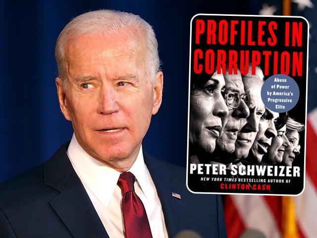 (INSET: cover of the book Profiles in Corruption) NEW YORK, NEW YORK - JANUARY 07: Democratic presidential candidate, former Vice President Joe Biden delivers remarks on the Trump administration's recent actions in Iraq on January 07, 2020 in New York City. Biden criticized Trump for not having a clear policy …