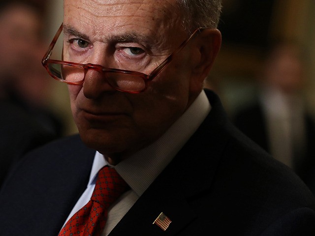 WASHINGTON, DC - JANUARY 14: Senate Minority Leader Charles Schumer (D-NY) talks to report