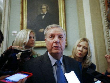 WASHINGTON, DC - JANUARY 24: U.S. Sen. Lindsey Graham (R-SC) speaks to reporters before en